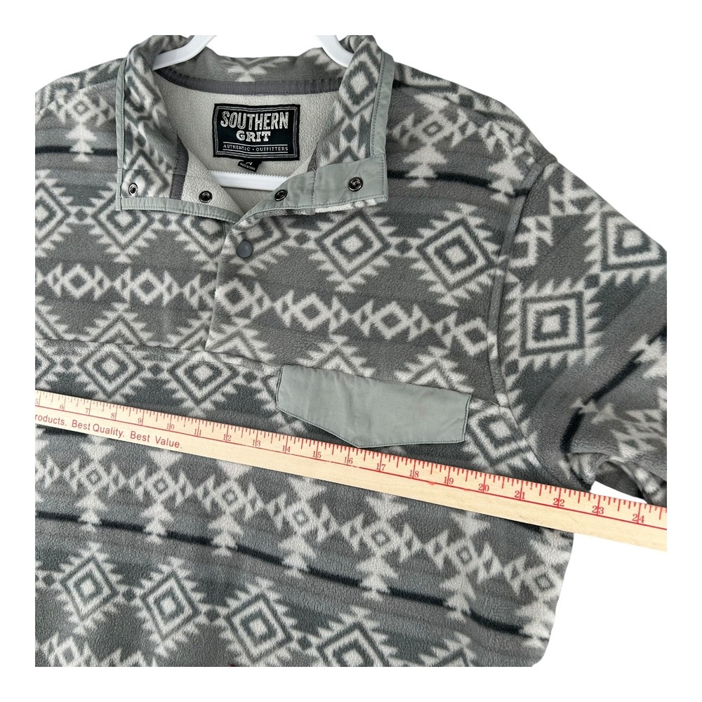 Southern Grit Pullover Fleece Aztec Geometric Navajo Western Gray Mens Medium - Picture 3 of 10